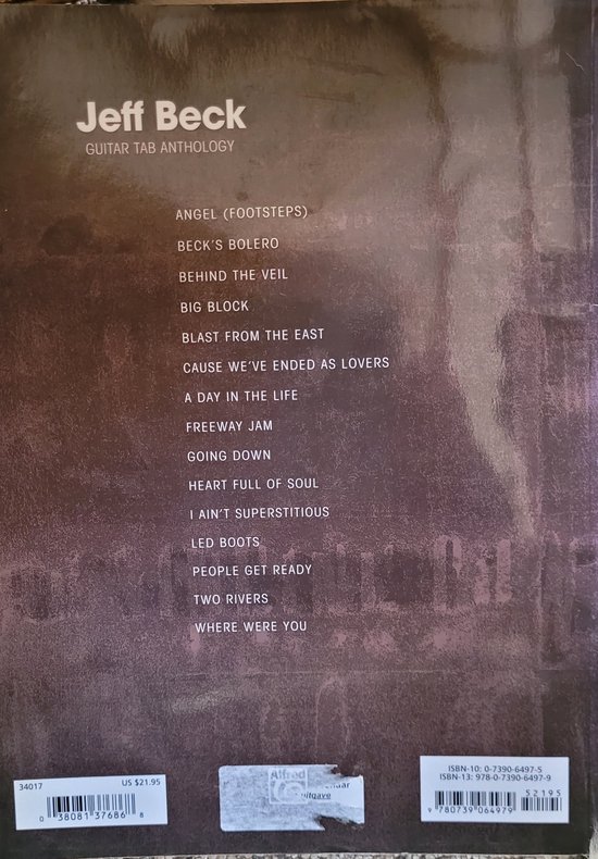 Jeff Beck Guitar Tab Anthology authentic tab edition, nvt