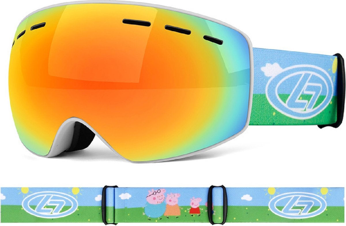 Crowne Kids Wit TPU Ultra-Light Frame Dubbel layer lens - Ski/Snowboard Goggle - 100% UVA UVB UVC Bescherming