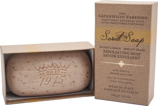 Saponificio Varesino Vanille Peeling Seife 300 G - Schwarze Naturseife Mit Peeling-Effekt, Italienische Qualität