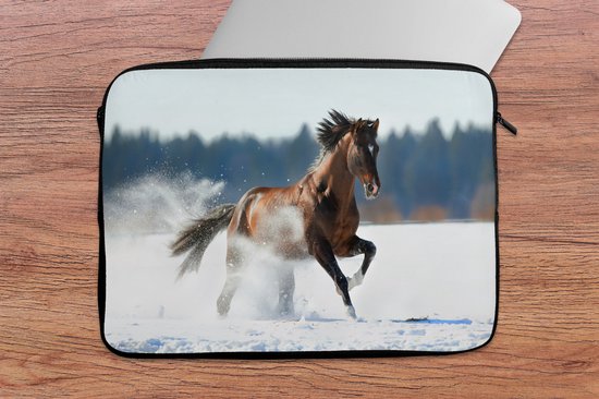 Housse ordinateur 13 pouces - Cheval - Neige - Hiver - Housse ordinateur