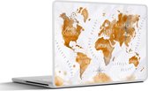 Laptop sticker - 17.3 inch - Kaart - Goud - Wereld - 40x30cm - Laptopstickers - Laptop skin - Cover