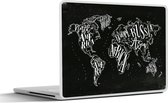 Laptop sticker - 12.3 inch - Wereldkaart - Simpel - Zwart - Wit - 30x22cm - Laptopstickers - Laptop skin - Cover