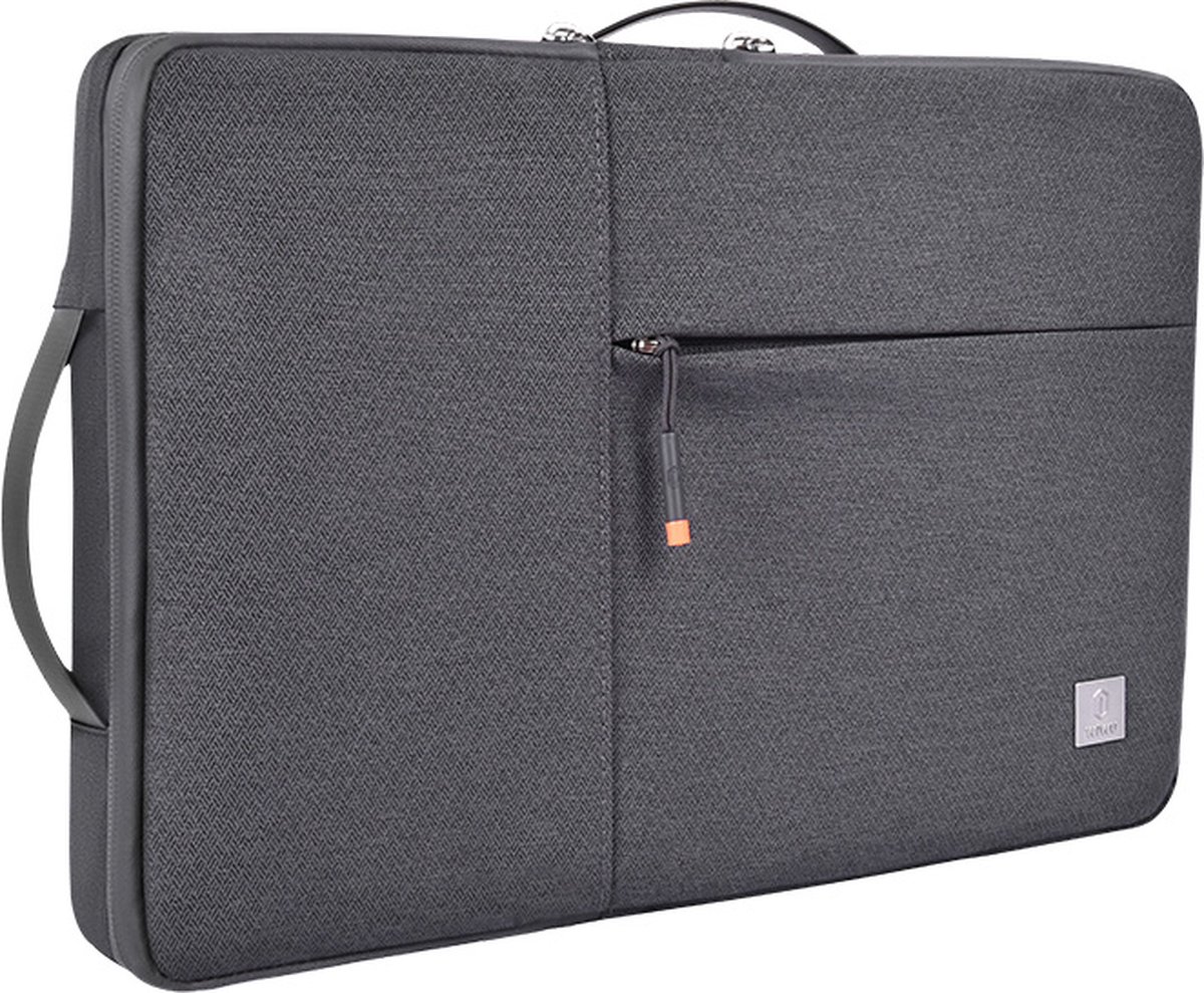 Laptoptas 16 Inch - Laptophoes Met Ritssluiting - Sleeve Alle Merken - Tas Alle Laptops Tot 16 Inch - Met Accessoiresvakken - Waterbestendig - Anti Diefstal - Zakelijke Laptoptas - Veel Vakken - Laptopsleeve - Grijs