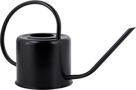 Gieter kamerplanten, 1 l gieter klein indoor metaal roestvrij staal moderne decoratieve gieter met lange uitloop voor huis plant bonsai outdoor tuin bloemen (zwart