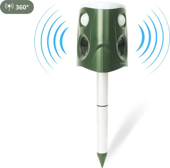 Tenify Ultrasone Kattenverjager - Groot Bereik - 360 Graden - Op Zonneenergie - USB Oplaadbaar - Kattenschrik - Afweermiddel - Ongedierte - Vogel - Dieren - Muizen - Ratten Verjager