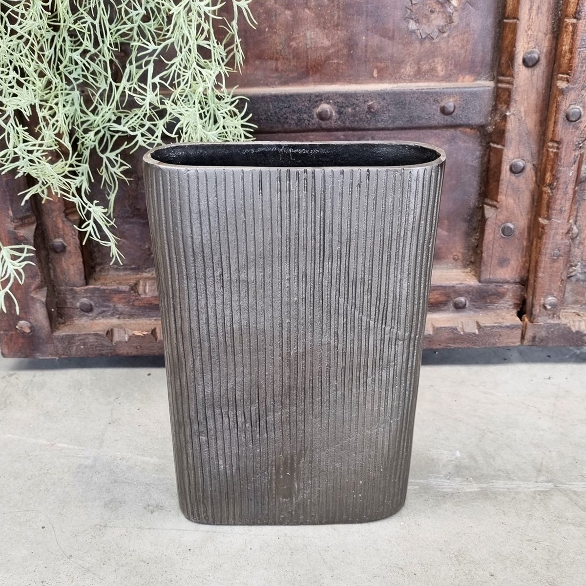AnLi Style HorstDeco - Hoge vaas - 34,5 cm hoog- Style Antique - Lead Vase Antiek Zilver