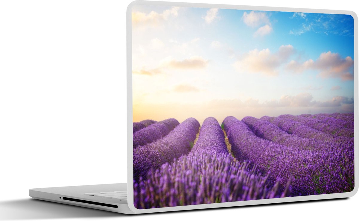 Laptop sticker - 13.3 inch - Lavendel - Lucht - Wolken - Bloemen - 31x22,5cm - Laptopstickers - Laptop skin - Cover