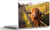 Laptop sticker - 15.6 inch - Schotse Hooglander - Hek - Gras - 36x27,5cm - Laptopstickers - Laptop skin - Cover