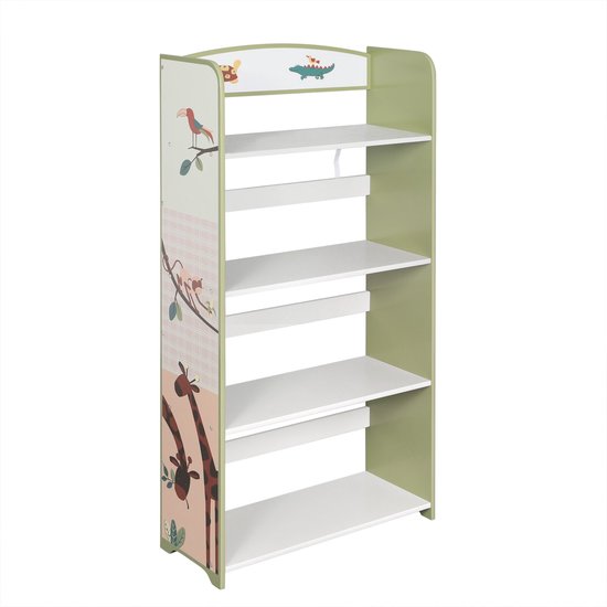 Étagère à Jouets En Caoutchouc-holz 90x30x60 Cm - Rangement Enfant, Bibliothèque, Salle De Jeu, Montessori