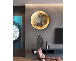 Maan Wandlamp - 30 cm - Dimbaar Met Afstandsbediening - Slaapkamerlamp - Woonkamerlamp - Moderne lamp - Led Lamp - Plafoniere