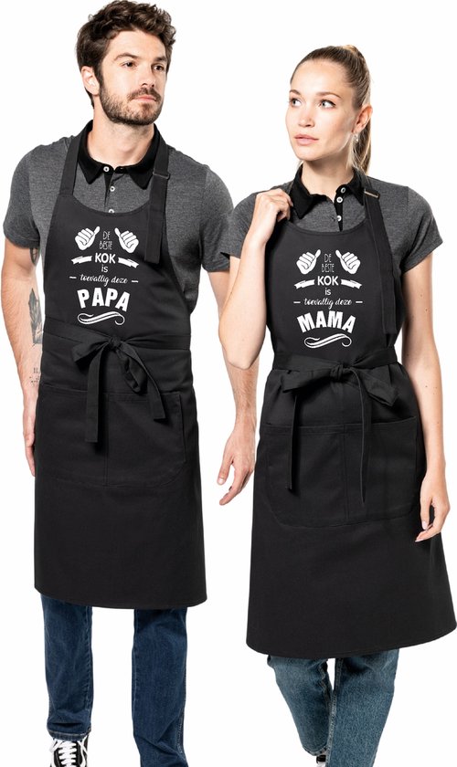 Cadeauschort - Tekstschort - Keukenschort met je naam - BBQ schort - verjaardag - vaderdag - De beste kok is toevallig deze Peter - chique grijs