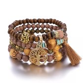 Ensemble de bracelets arbre de vie rose  | bracelet | bois et plastique | 19 cm | Sparkolia