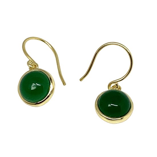 Oorbellen - oorhangers - 925 sterling zilver - silver -14 karaat goud verguld - smaragd groene zirkonia - gold plated 14K - zirconia - 20 mm