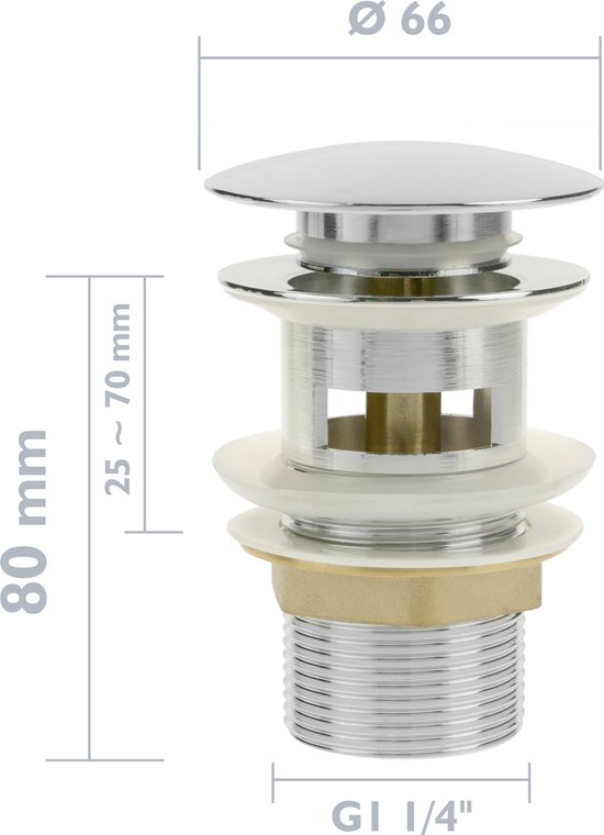 Universele Gootsteenafvoer Met Overloop Pop-Up Automatische Push Open Click Clack Voor Badkamer 1 14 Chroom Messing
