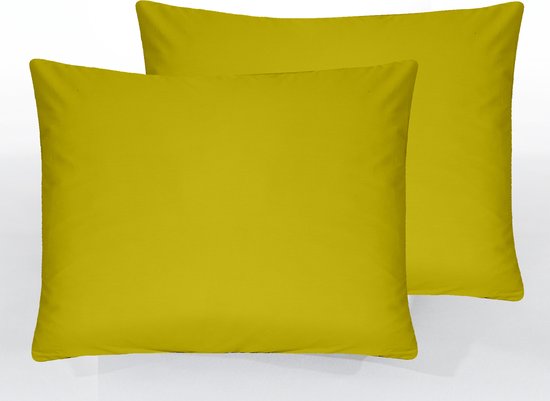 Snoozing percale katoen kussenslopen (set van 2) – Lime Snoozing percale katoen kussenslopen (set van 2) – Lime