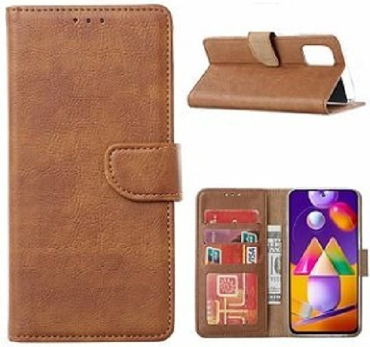 Samsung A42 Hoesje Met Pasjeshouder Bookcase Bruin