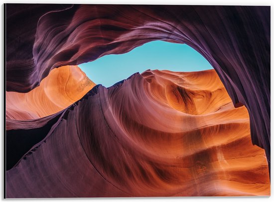 WallClassics - Dibond - Bogen in Antelope Canyon - 40x30 cm Foto op Aluminium (Wanddecoratie van metaal)