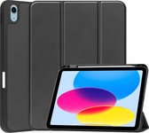 Cazy Geschikt voor Apple iPad 2022 hoes - Smart Tri-Fold Tablet Book Case Cover met Penhouder - Zwart