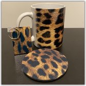 NB! Creative Boutique: Leopard skin/Luipaardvel- Mug, Key-Ring & Coaster Set