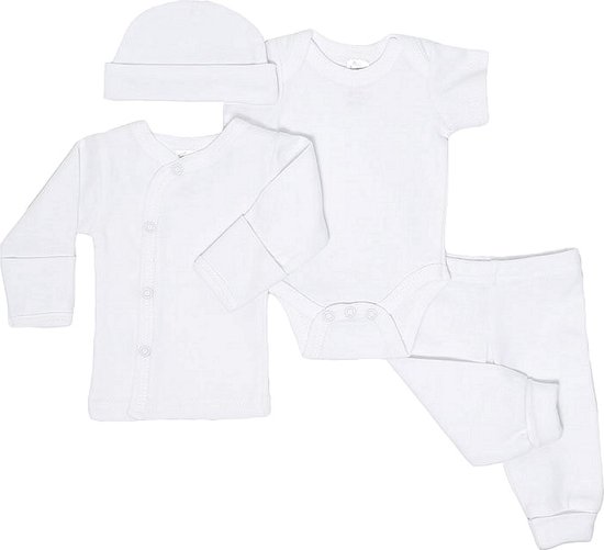 Prematuur Tiny Baby 4 delige Baby Kledingset Wit Unisex Maat 48 50 bol