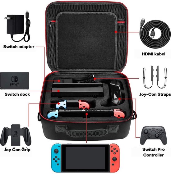 Controlla Case geschikt voor Nintendo Switch Accessoires en Switch OLED - Hard Case Hoes Tas Koffer Game Reistas - voor Console, Games en Controller / Joy Con - Controlla