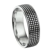 Schitterende Zilveren Brede Ring Geoxideerd 19.75 mm. (maat 62) model 271