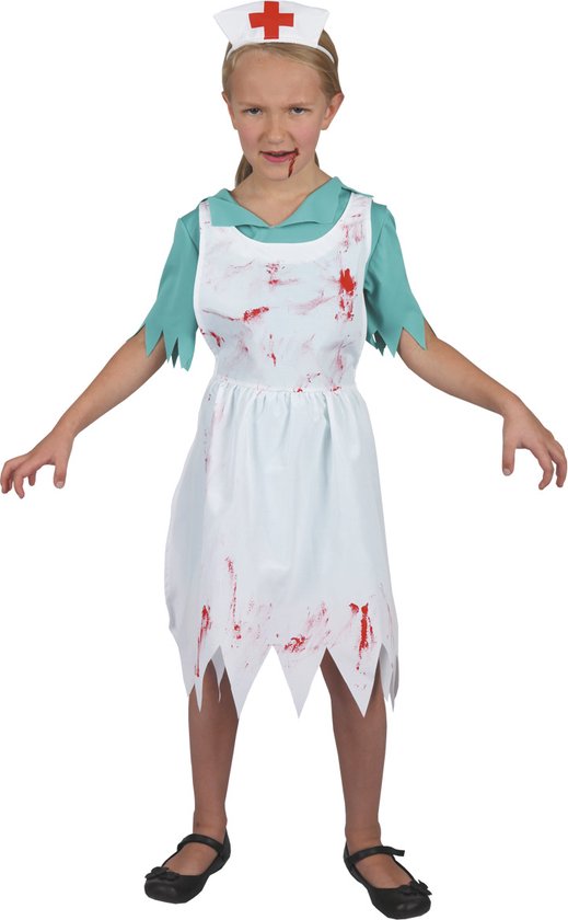 Halloween Meisjes Verkleedjurkje Horror Nurse Maat 128-140
