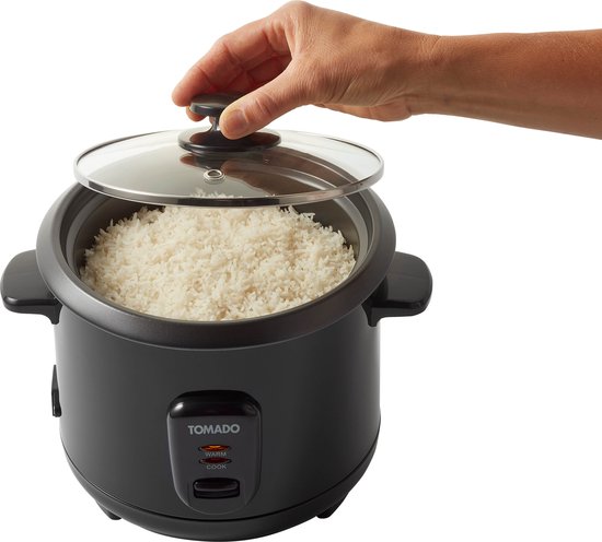 Tomado TRC1501B - Rijstkoker met stoommand - Inhoud 1,5 liter - Warmhoudfunctie - 7 porties - Anti aanbaklaag - Rice cooker - Zwart