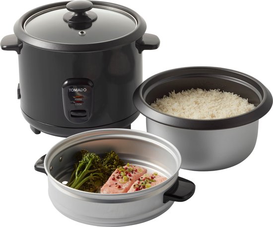Tomado TRC1501B - Rijstkoker met stoommand - Inhoud 1,5 liter - Warmhoudfunctie - 7 porties - Anti aanbaklaag - Rice cooker - Zwart