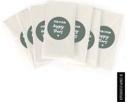For your happy tears - groen / grijs - bruiloft - trouwen - vrolijke tranen - DIY - trouwen versiering - happy tears stickers - zakdoekjes bruiloft