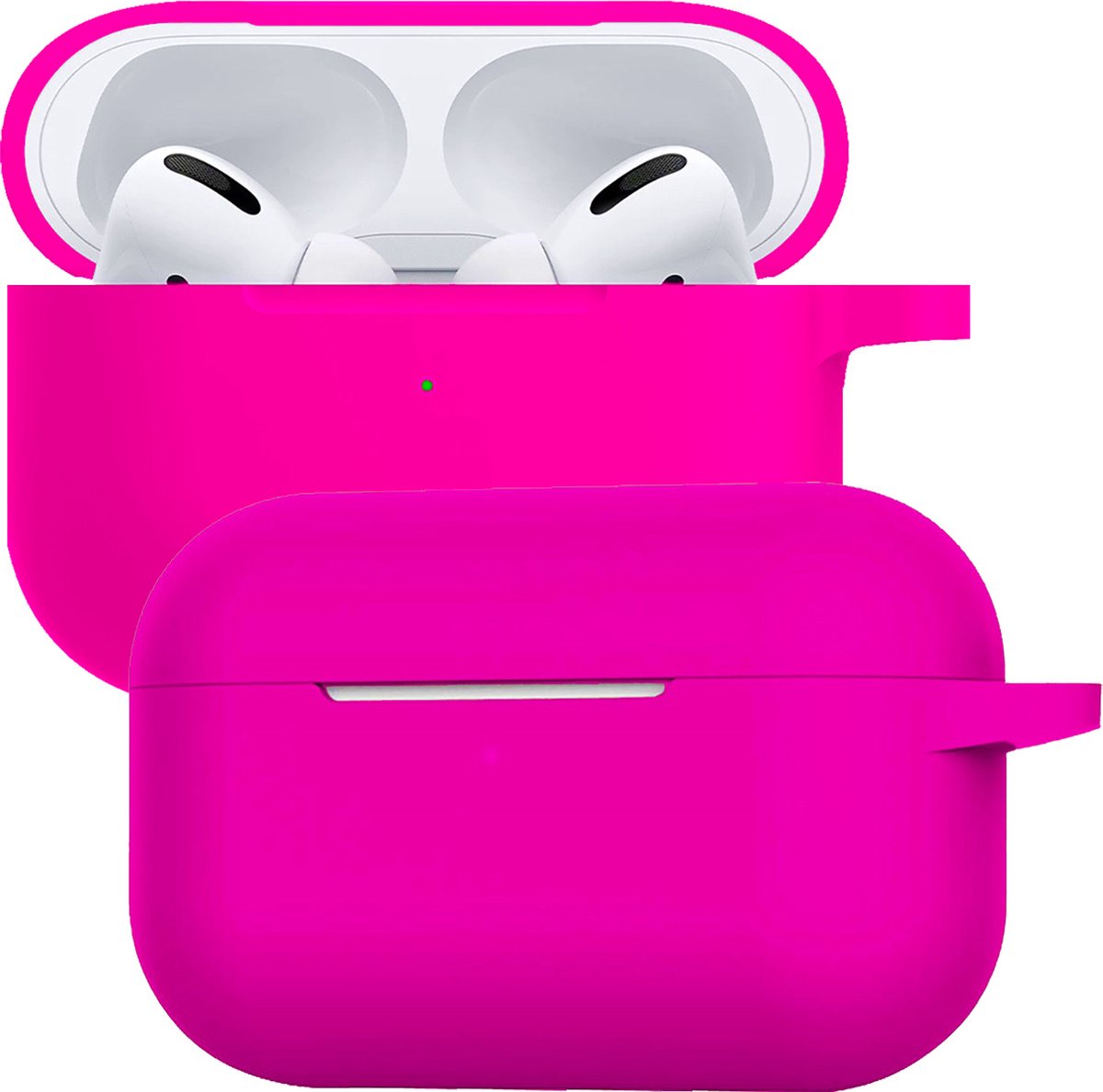 Case Geschikt voor Airpods Pro Hoesje Siliconen Hoes Cover - Hoes Geschikt voor Apple Airpods Pro Case Siliconen - Donkerroze.
