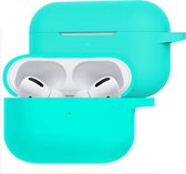 Hoesje Geschikt voor Airpods Pro Hoesje Siliconen Case - Hoes Geschikt voor Apple Airpods Pro Case Hoesje - Mintgroen