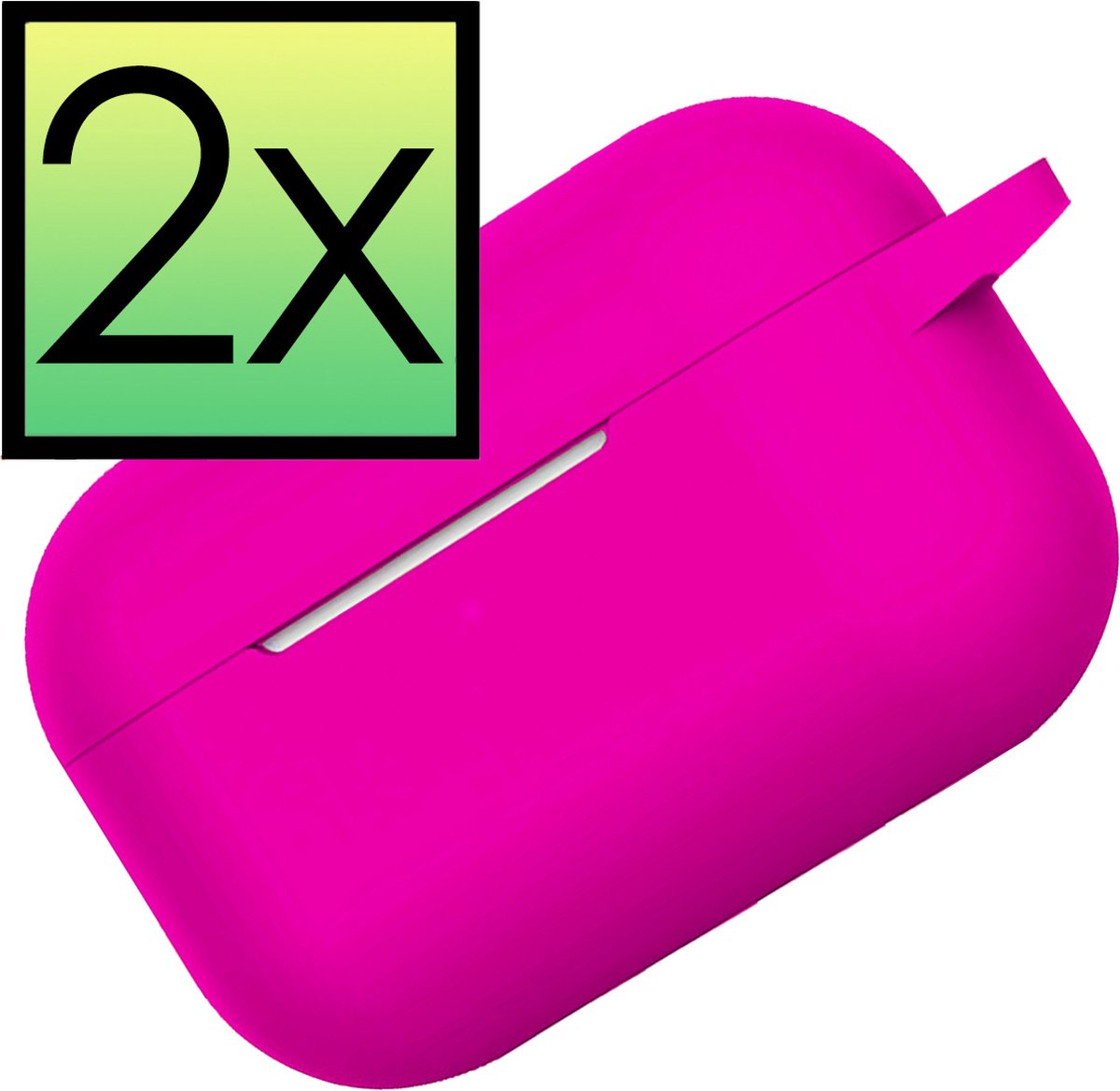 Hoes Geschikt voor Airpods Pro Hoesje Cover Silicone Case Hoes - Donkerroze - 2x