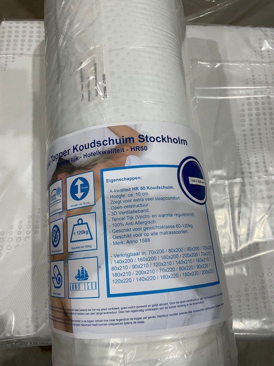 Topper Luxe Cold Foam - Housse en Bamboe - Qualité hôtelière - HR50 - 160x200