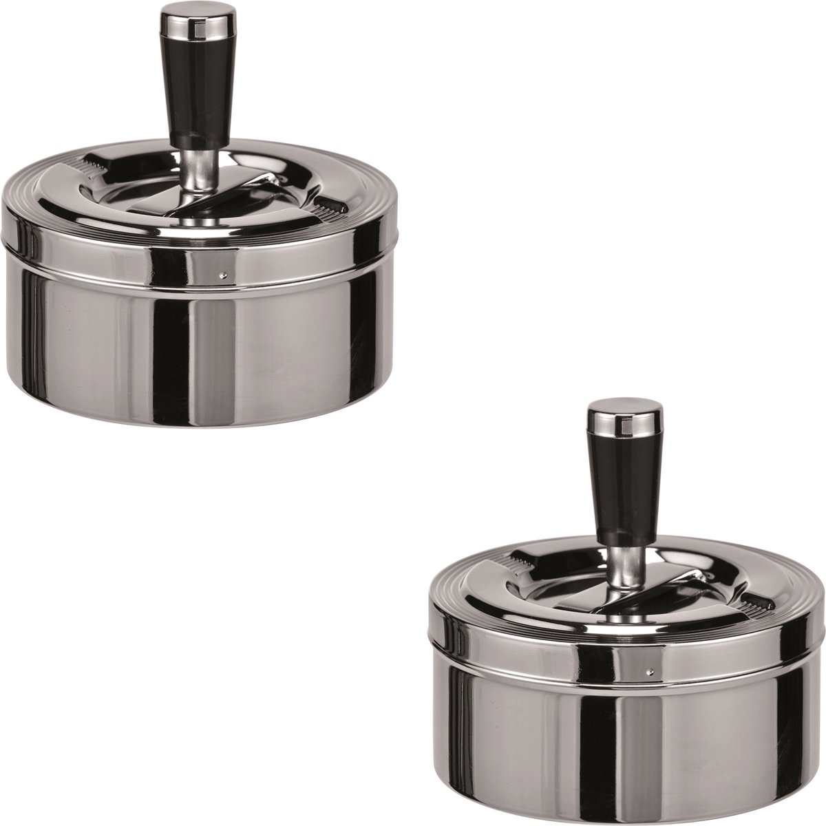 Goedkoopste 10x Verchroomde draaiasbakken/drukasbakken 11 cm - Terrasasbak/tafelasbak/draaiasbak/drukasbak asbak - Rokersbenodigdheden - Rookaccessoires