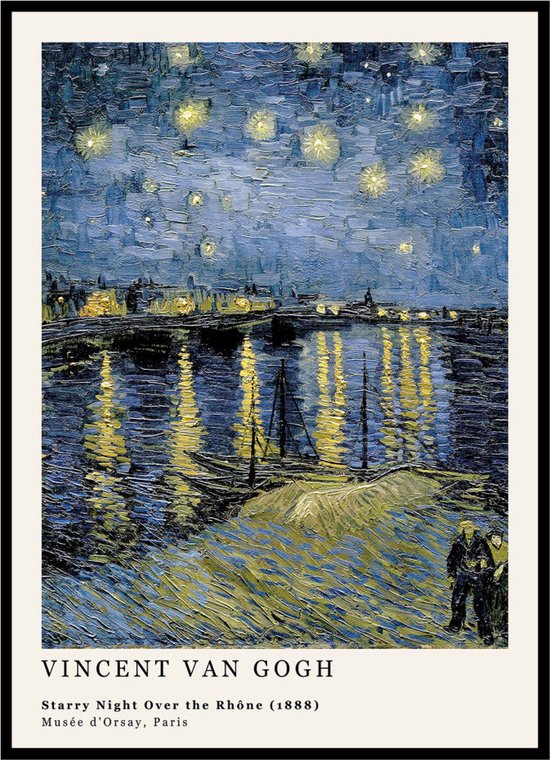 Affiche Nuit Starry sur le Rhône - Vincent Van Gogh - Grand 30x40 - Reproduction d'Art - 'Nuit Starry '