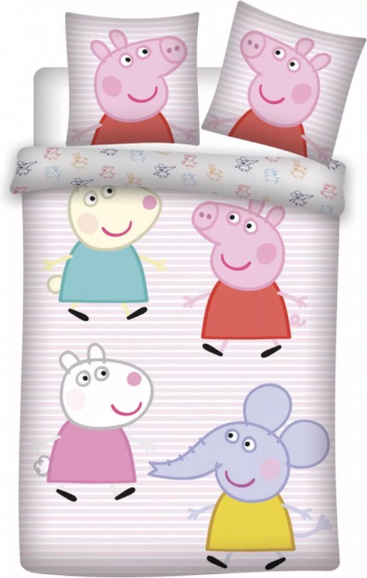 Foto: Peppa pig peuterdekbedovertrek george emily en suzy 100 x 135 cm katoen