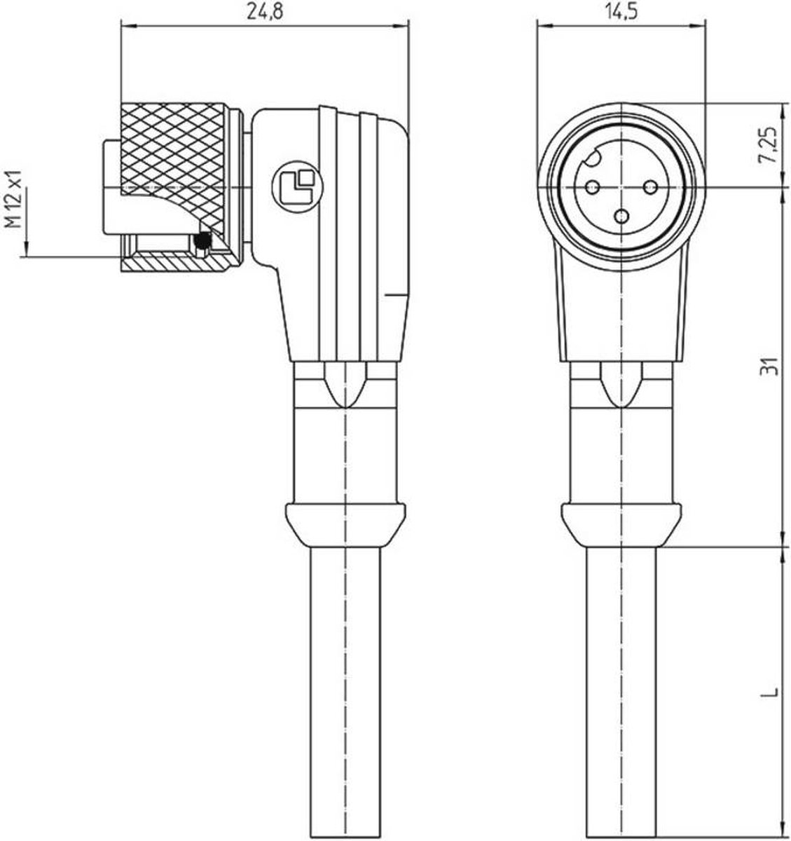 Lutronic 1121 Sensor/actuator connector, geassembleerd M12 Aantal polen: 12 Koppeling, haaks 5.00 m 1 stuk(s)