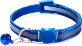 Kattenhalsband Veiligheidssluiting Kattenbandje Kitten Halsband Katten Halsband Reflecterend Verstelbaar 18-32Cm – Blauw