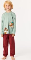 Woody pyjama jongens/heren - grijsblauw - uil - 222-1-PLU-S/806 - maat 164