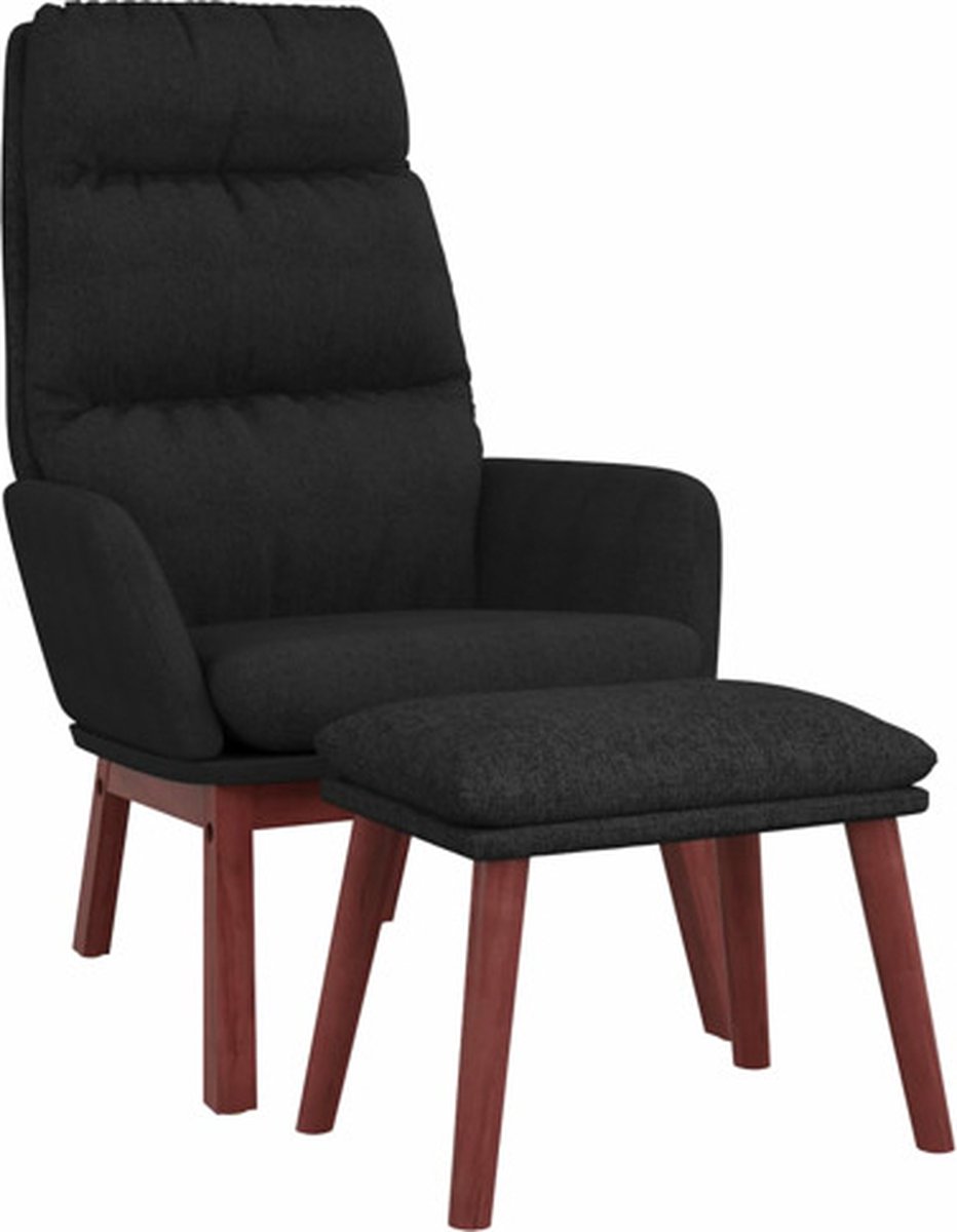 vidaXL Relaxstoel met voetenbank stof zwart - vidaXL
