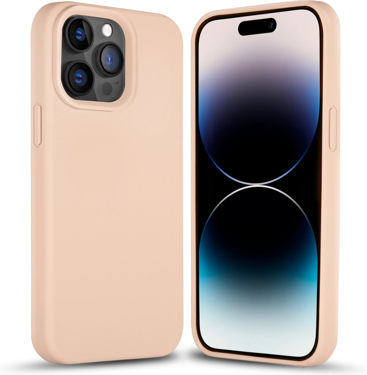 Coverzs Solid silicone case geschikt voor Apple iPhone 14 Pro (zacht roze) - iPhone 14 Pro hoesje roze - iPhone 14 Pro case geschikt voor Apple - Luxe siliconen hoesje met 3-laags bescherming