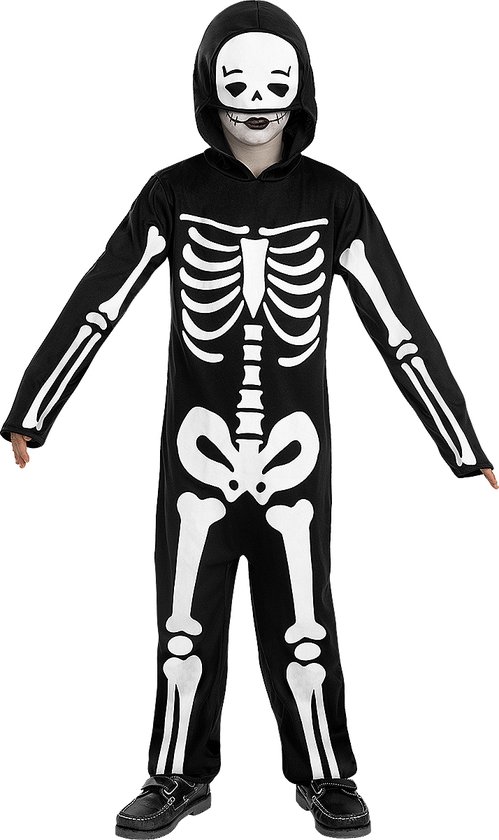FUNIDELIA Déguisement squelette garçon - Taille : 97 - 104 cm - Zwart