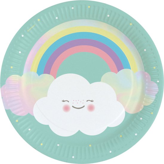 Amscan Rainbow & Cloud Einwegbecher – 8 Bunte Papierbecher Für Jede Party
