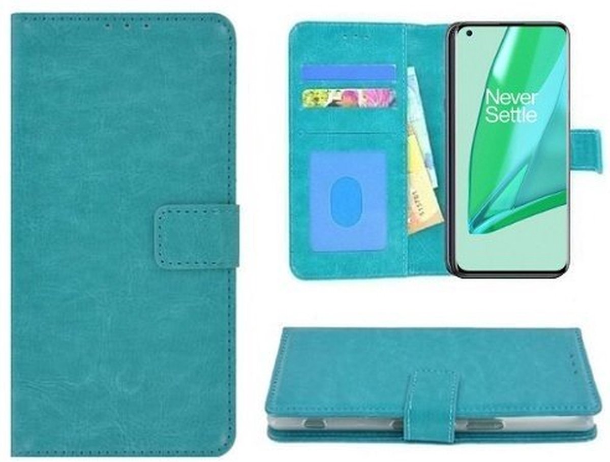 OnePlus 9 Pro Hoesje Met Pasjeshouder Bookcase Turquoise