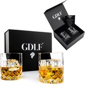 Kristal Vintage Whiskey Glazen Set in Luxe Geschenkdoos by GDLF® | Whiskey Set | Hoogwaardig Lood-Vrij Kristalglas | Kristallen Glazen | Whisky Glazen 310 ml | Peaky Blinders | Kado Man | Cadeau Voor Man