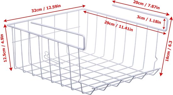 Pack De 2 Paniers De Rangement Suspendus Pour Étagère - Organisateur Cuisine, Bureau Ou Salle De Bain