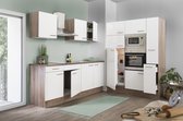 Goedkope keuken 360  cm - complete keuken met apparatuur Oliver  - Donker eiken/Wit   - keramische kookplaat    - afzuigkap - oven - magnetron  - spoelbak