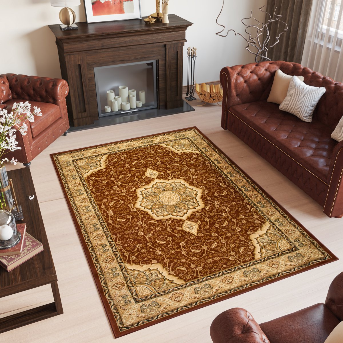 Tapiso Yesemek Vloerkleed Perzisch Oriental Oosters Tapijt Maat- 200x400 Bruin 2