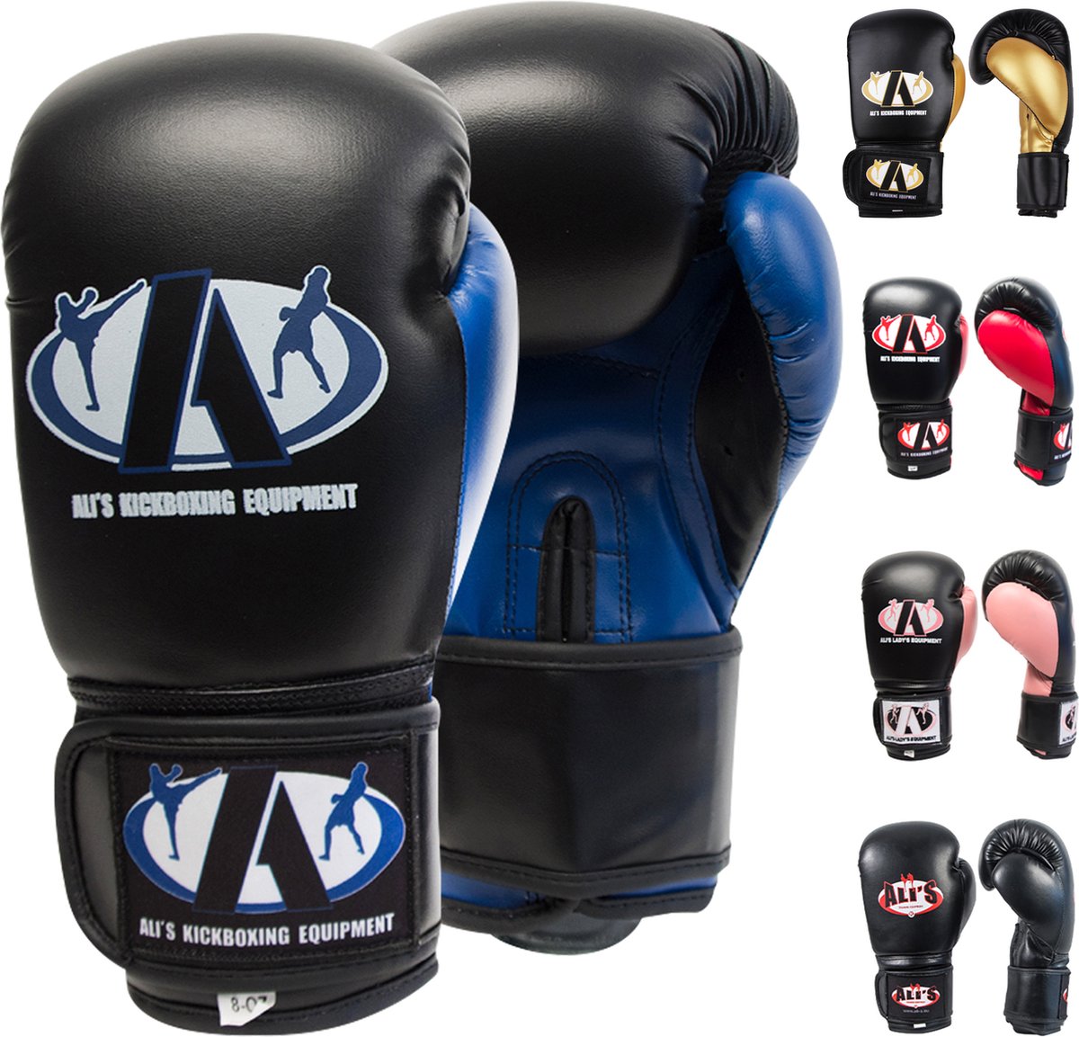 Ali's Fightgear BT GO - Premium Bokshandschoenen Zwart/Blauw 6 oz XS/S - Perfect voor Boksen, Kickboksen & Thaiboksen - bokshandschoenen kinderen - bokshandschoenen heren - bokshandschoenen dames - kickboks handschoenen - bokshandschoenen 12 oz